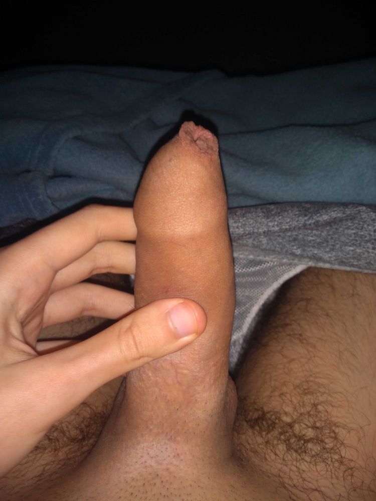 Rico pene con prepucio mojado erecto y flácido